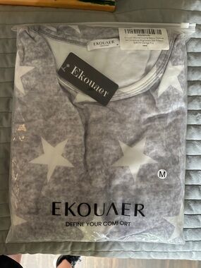 Ekouaer Women's Star Print Pajama Set - Gray